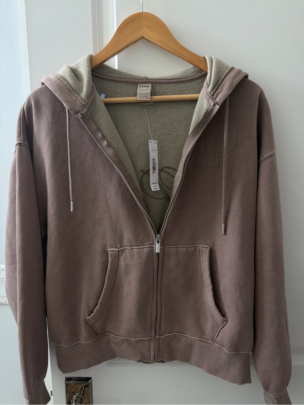 oversized full-zip hoodie- Pink Victoria’s Secret